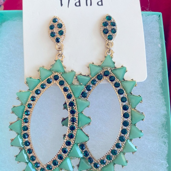 Spring Statement Sea green Rhinestone Earrings - Picture 2 of 8